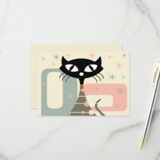 Mitte des Jahrhunderts Katze Mid-Century Modern RSVP Karte