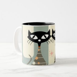 Mitte des Jahrhunderts Katze Mid-Century Modern Zweifarbige Tasse