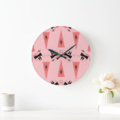 Mitte des Jahrhunderts modern: rosa Korallenmuster Große Wanduhr (Zuhause)