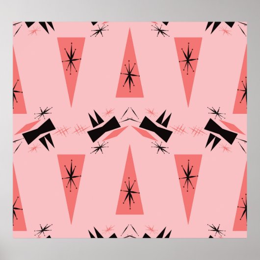 Mitte des Jahrhunderts modern: rosa Korallenmuster Poster (Vorne)