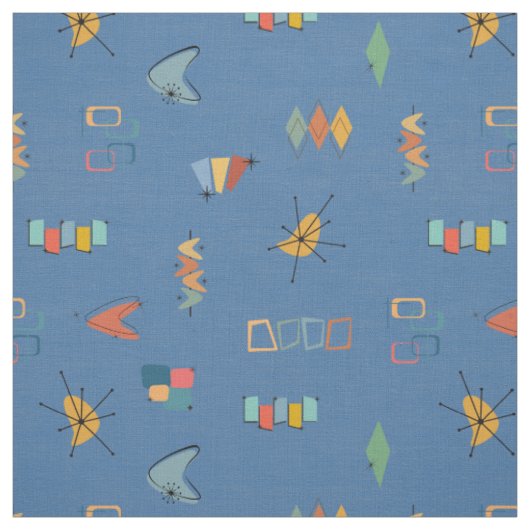 Mitte des Jahrhunderts modern strukturiert Blau Stoff (Muster)