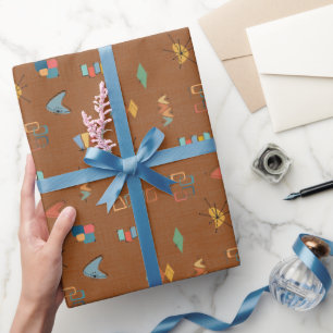 Mitte des Jahrhunderts modern strukturiert braun Geschenkpapier