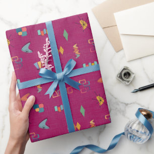 Mitte des Jahrhunderts modern strukturiert dunkles Geschenkpapier
