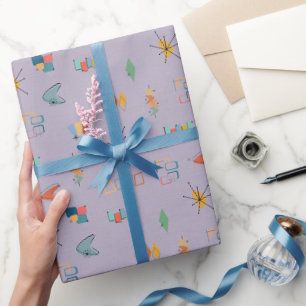 Mitte des Jahrhunderts modern strukturiert helllil Geschenkpapier