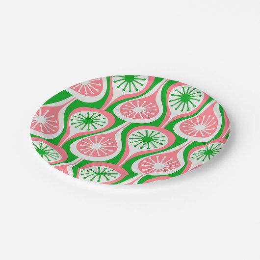 Mitte des Jahrhunderts moderne Atomtropfen Muster  Pappteller (Schrägansicht)