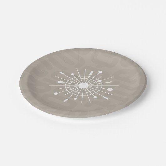 Mitte des Jahrhunderts Moderne Atomweihnachtssnowf Pappteller (Schrägansicht)