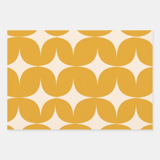 Mitte des Jahrhunderts moderne beige Sternenexplos Geschenkpapier Set (Vorderseite)