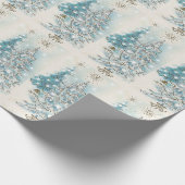 Mitte des Jahrhunderts Moderne Blue Silver Weihnac Geschenkpapier (Ecke)