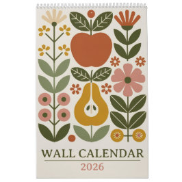 Mitte des Jahrhunderts Moderne Florale 2026 Retro- Kalender