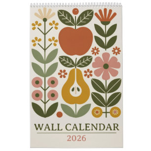 Mitte des Jahrhunderts Moderne Florale 2026 Retro- Kalender