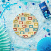 Mitte des Jahrhunderts Moderne fröhliche Geo Pod M Pappteller (Party)