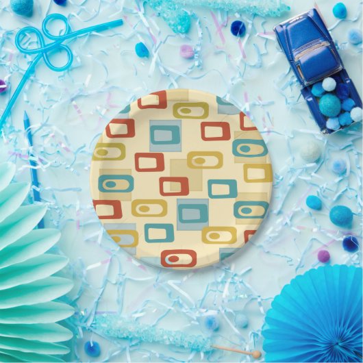 Mitte des Jahrhunderts Moderne fröhliche Geo Pod M Pappteller (Party)