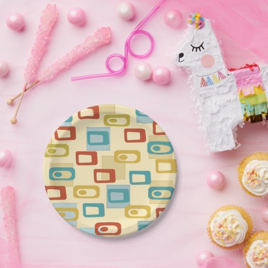 Mitte des Jahrhunderts Moderne fröhliche Geo Pod M Pappteller (Party)