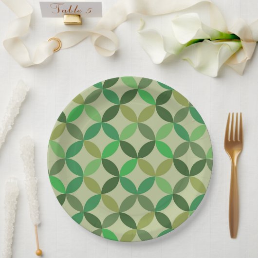 Mitte des Jahrhunderts Moderne Geometrische Grüne Pappteller (Hochzeit)
