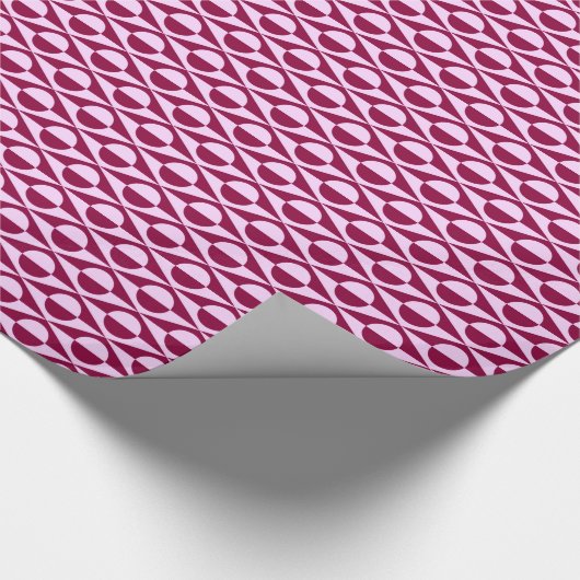 Mitte des Jahrhunderts Moderne geometrische, rosa Geschenkpapier (Ecke)