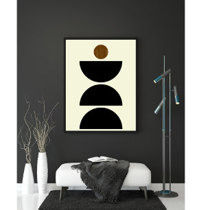 Mitte des Jahrhunderts Moderne geometrische schwar Poster