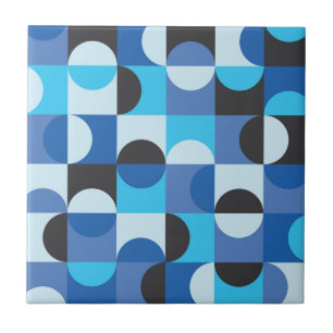 Mitte des Jahrhunderts moderne halbrunde Blaue Tür Fliese