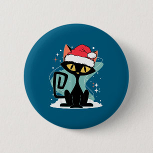 Mitte des Jahrhunderts moderne Katzen-Weihnachtsma Button