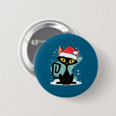 Mitte des Jahrhunderts moderne Katzen-Weihnachtsma Button (Vorne & Hinten)