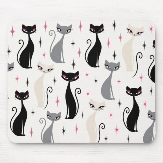 Mitte des Jahrhunderts Moderne Katzenmauspad Retro Mousepad (Vorne)