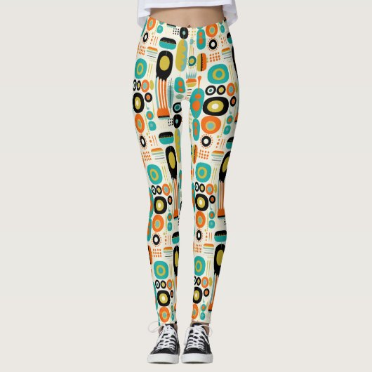 Mitte des Jahrhunderts Moderne Muster Farbige Retr Leggings (Vorderseite)