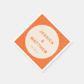 Mitte des Jahrhunderts moderne orange geometrische Serviette (Ecke)
