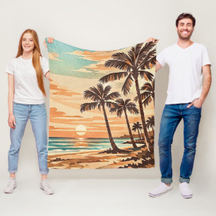 Mitte des Jahrhunderts moderne Strand Hawaii Sonne Fleecedecke