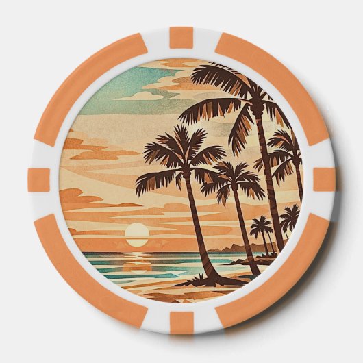 Mitte des Jahrhunderts moderne Strand Hawaii Sonne Pokerchips (Vorderseite)