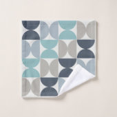Mitte des Jahrhunderts Modernes Blau und Grau Badhandtuch Set (Waschlappen)