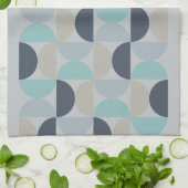 Mitte des Jahrhunderts Modernes Blau und Grau Geschirrtuch (Gefaltet)