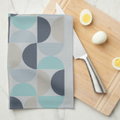 Mitte des Jahrhunderts Modernes Blau und Grau Geschirrtuch (Viertel Falte)