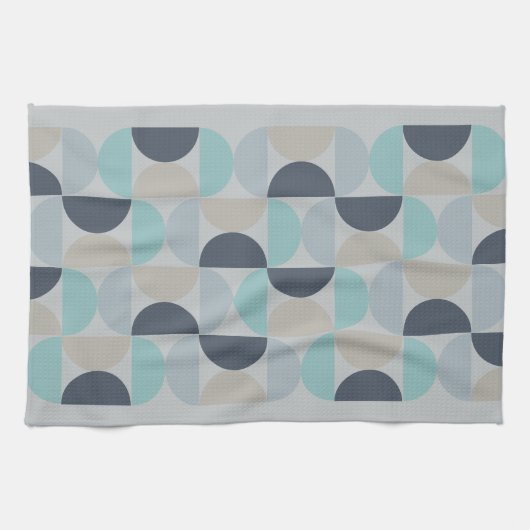 Mitte des Jahrhunderts Modernes Blau und Grau Geschirrtuch (Horizontal)