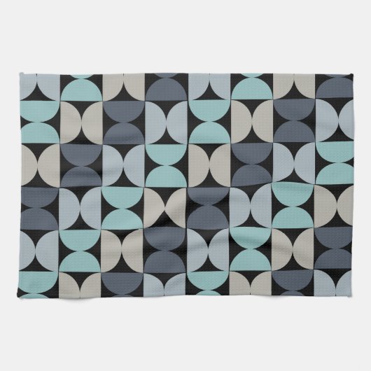 Mitte des Jahrhunderts Modernes Blau und Grau Geschirrtuch (Horizontal)