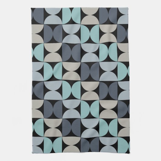 Mitte des Jahrhunderts Modernes Blau und Grau Geschirrtuch (Vertikal)