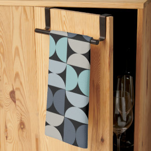 Mitte des Jahrhunderts Modernes Blau und Grau Geschirrtuch