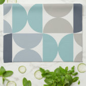 Mitte des Jahrhunderts Modernes Blau und Grau Geschirrtuch (Gefaltet)