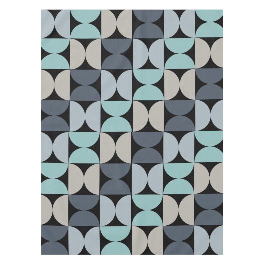 Mitte des Jahrhunderts Modernes Blau und Grau Tischdecke (Vorderseite)