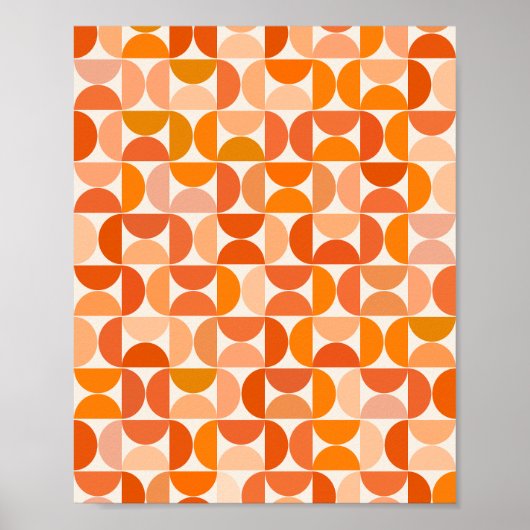 Mitte des Jahrhunderts modernes Muster Orange Poster (Vorne)