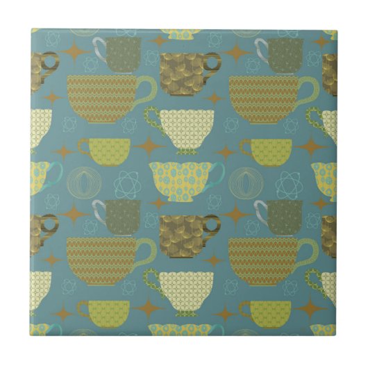 Mitte des Jahrhunderts Modernes, robustes blaues T Fliese (Vorderseite)