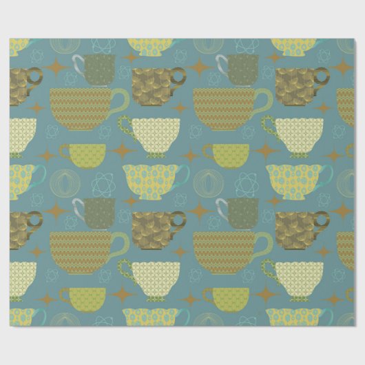 Mitte des Jahrhunderts Modernes, robustes blaues T Geschenkpapier (Flach)