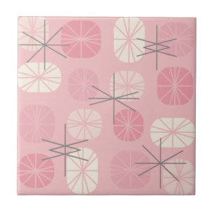 Mitte-des-Jahrhunderts Muster Oblongs Pink Vanilla Fliese