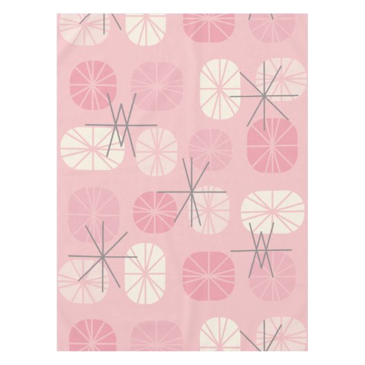 Mitte-des-Jahrhunderts Muster Oblongs Pink Vanilla Tischdecke (Vorderseite)