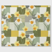 Mitte des Jahrhunderts Narzissen-Blumenmuster Geschenkpapier (Flach)