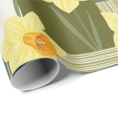 Mitte des Jahrhunderts Narzissen-Blumenmuster Geschenkpapier (Rolleneckpunkt)