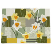 Mitte des Jahrhunderts Narzissen-Blumenmuster Große Geschenktüte (Vorderseite)