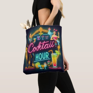 Mitte des Jahrhunderts Neon Schild Cocktailstunde Tasche
