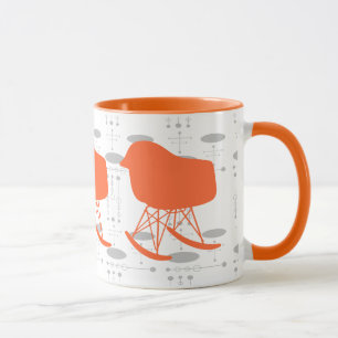 Mitte des Jahrhunderts Orange Grau Muster Stuhl Si Tasse