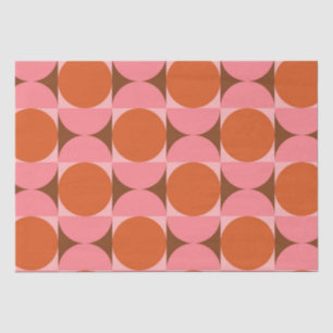 Mitte des Jahrhunderts orange Kreise rosa Halbkrei Seidenpapier