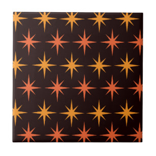 Mitte des Jahrhunderts Orange und Bernstein Retro  Fliese