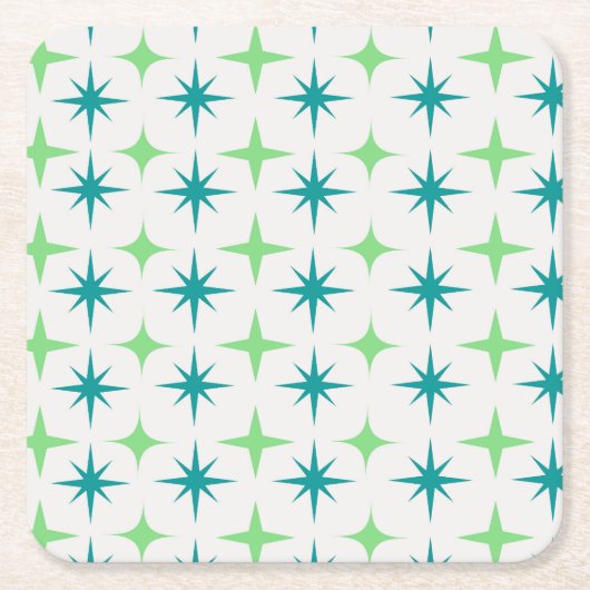 Mitte des Jahrhunderts Retro-Starbursts Muster tea Rechteckiger Pappuntersetzer (Vorderseite)
